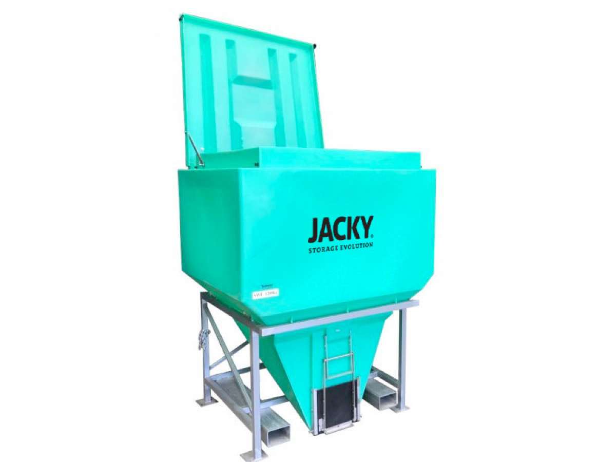 JACKY® Bin Hinged Lid (swings up to completely clear the hopper top)