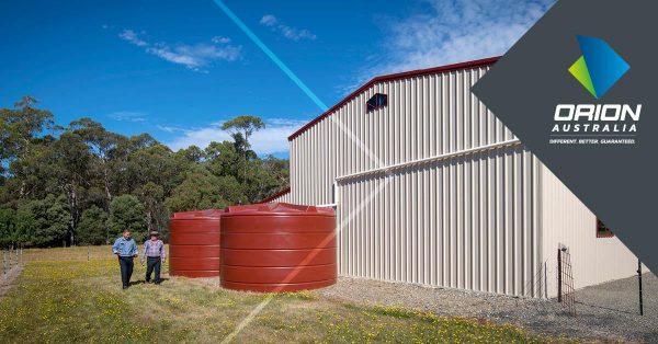 rainwater tanks beside shed