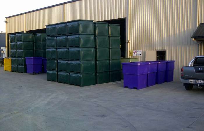 Procon Industrial Bins stacked outside commercial shed
