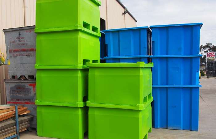 Procon Industrial Bins stacked green and blue