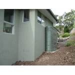 A durable 2000 litre Poly Slimline Tank in Woodland Grey