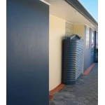 Orion Australia 1000 Ltr Corrugated Slimline Tank on render home with pavers